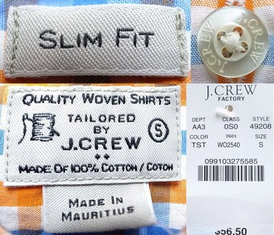 画像3: J.CREW SLIM FIT B.D Shirts Gingham Check オレンジ×ブルー×白  Wash加工 
