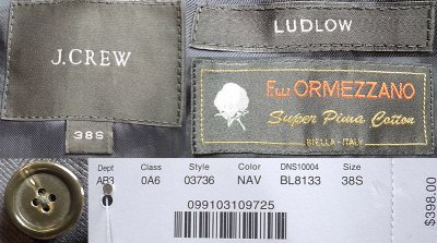 画像3: J.CREW LUDLOW TaylorJK Italian Pima Cotton HBT イタリアン・ツイル 1B JK 紺