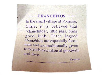 画像3: チャンチトス（CHANCHITOS）幸運を運ぶ3本足の小さなブタ 茶 袋入 Made in CHILE