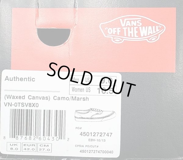 画像2: VANS Authentic Camo Marsh Waxed Canvas ヴァンズ カモフラ柄 ワックスド 箱付 (2)