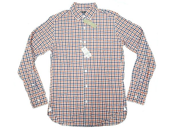 画像1: J.CREW 2-Ply Cotton Gingham B.D. Shirts 紺×朱赤×白 ボタン・ダウンシャツ (1)