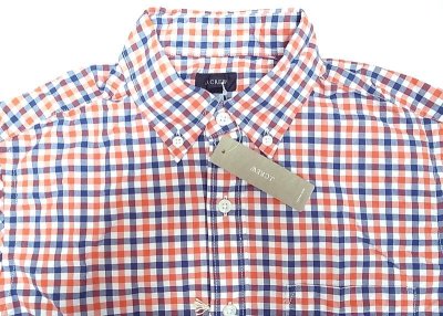 画像2: J.CREW 2-Ply Cotton Gingham B.D. Shirts 紺×朱赤×白 ボタン・ダウンシャツ