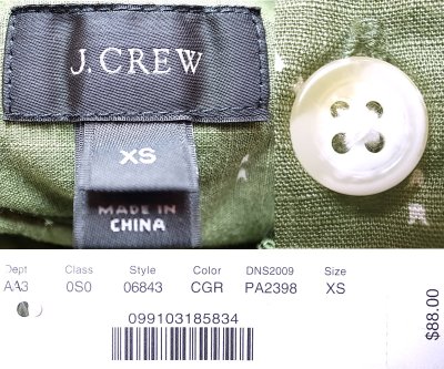 画像3: J.Crew ジェイ・クルー オリーヴ・グリーン 絣抜染総柄 ボタン・ダウン シャツ