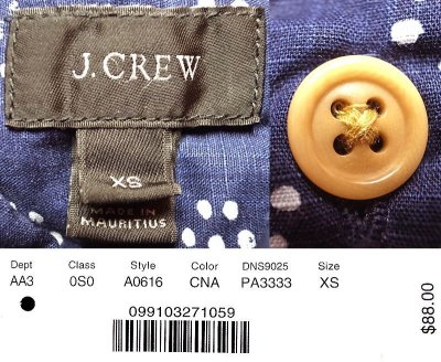 画像3: J.Crew ジェイ・クルー ネイビー（紺）×白 絣抜染総柄 隠しボタン・ダウン シャツ