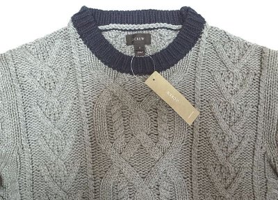 画像2: J.Crew 2tone Cable Knit Sweater  ツートン ケーブル・コットン・ニット セーター 