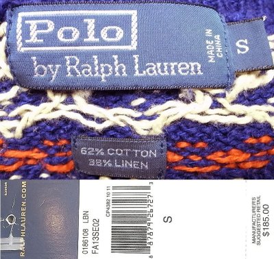 画像3: POLO by Ralph Lauren Snow Flake Knit Sweater 青×白×赤  リネン混セーター