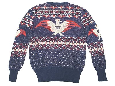 画像1: POLO Ralph LaurenJacquad Sweater ポロ・サンダーバード柄 リネン混 セーター