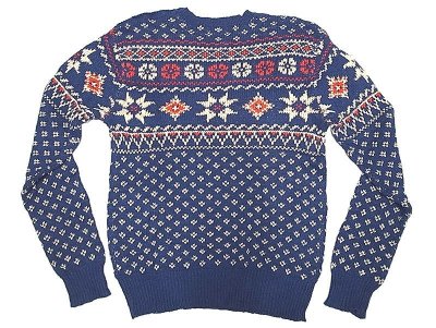 画像1: POLO by Ralph Lauren Snow Flake Knit Sweater 青×白×赤  リネン混セーター