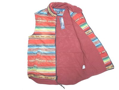 画像1: POLO Ralph Lauren Native Vest ポロ・ラルフ 中綿 ネイティヴ柄 ベスト フード付