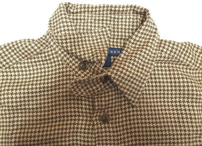 画像2: Ralph Lauren 茶 千鳥格子 Chin-Strap Flannel Shirts 【Women's】 Sales Sample