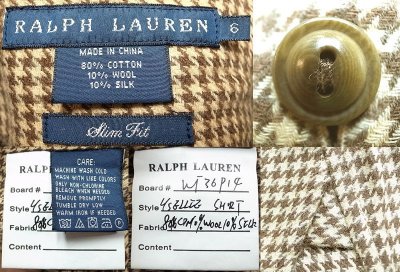 画像3: Ralph Lauren 茶 千鳥格子 Chin-Strap Flannel Shirts 【Women's】 Sales Sample
