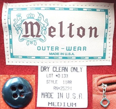 画像3: Deadstock 1980-90'S Melton Outer Wear メルトン CPO JK 赤ウール Made in USA