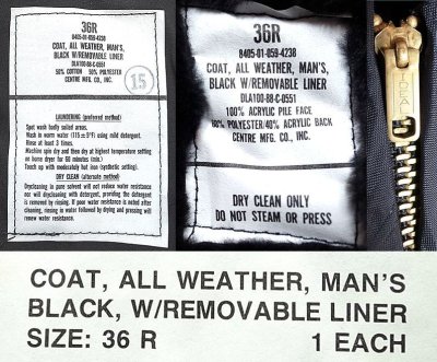 画像3: Deadstock 1988'S US.Navy All Weather Coat 米海軍 オールウェーザーコート　黒