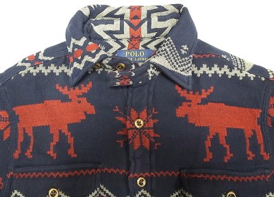 画像2: POLO Ralph Lauren Snow Flake CPO shirts JK Heavy Flannel 雪柄チンスト