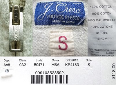 画像3: J.CREW Zip Hoodie Vintage Fleece ジェイ・クルー ツートン ジップ・パーカー 　