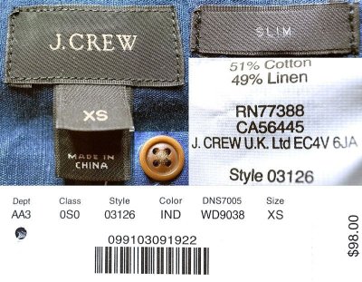 画像3: J.CREW Indigo Round-Collar Shirts ジェイ・クルー インディゴ染 丸襟シャツ