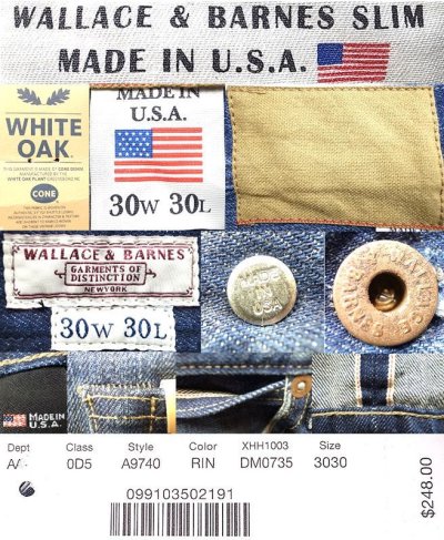 画像3: WALLACE & BARNES SLIM Selvedge JEANS Made in USA 赤ミミ Vintage加工