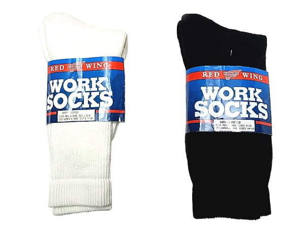 画像1: Deadstock 1980-90'S RED WING WORK Socks レッドウイング 白/黒 アメリカ製 (1)