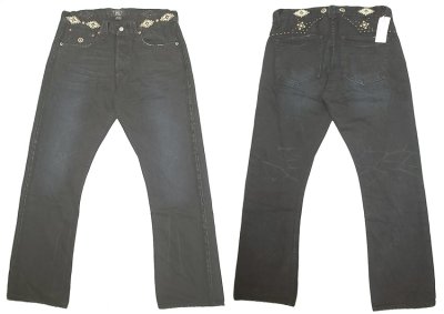 画像1: Double RL(RRL) Black Bake Western STATZ Jeans Vintage加工 BlackTie USA製