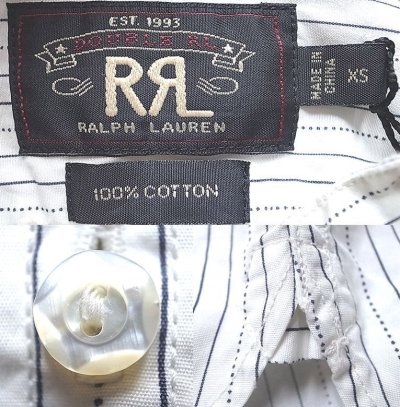画像3: Double RL(RRL) Pull-Over Band-Collar Shirts ダブルアールエル 白×濃紺