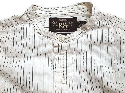 画像2: Double RL(RRL) Pull-Over Band-Collar Shirts ダブルアールエル 白×濃紺