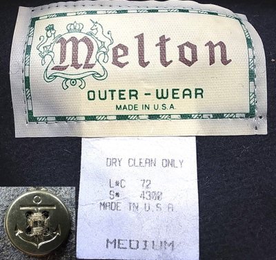 画像3: Deadstock 1990'S Melton Outer Wear メルトン CPO Shirts 紺 Made in USA