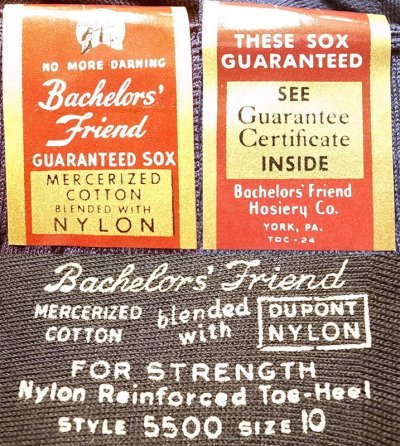 画像2: Deadstock 1940-50'S Bachelor's Friend Business Socks Navy 10 USA製 箱入 #1 