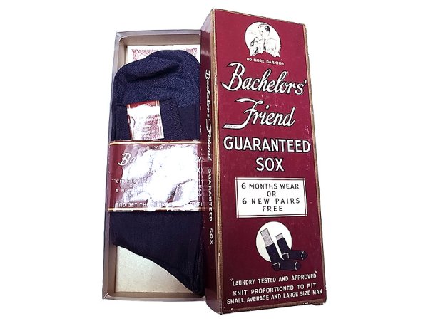 画像1: Deadstock 1940-50'S Bachelor's Friend Business Socks Navy 10H USA製 箱入#3  (1)