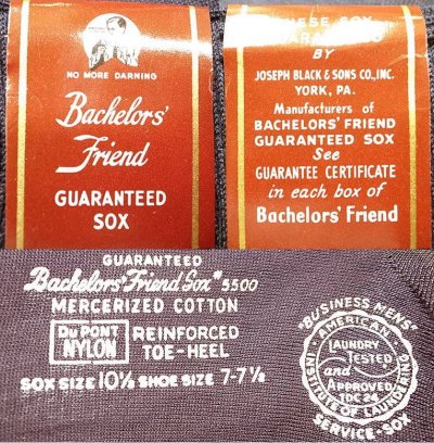 画像2: Deadstock 1940-50'S Bachelor's Friend Business Socks Navy 10H USA製 箱入#3 