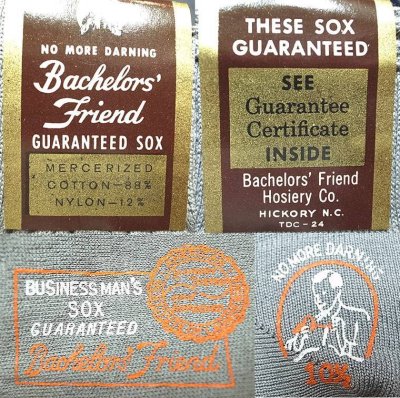 画像2: Deadstock 1940-50'S Bachelor's Friend Business Socks Dusk Gray USA製 箱入#1 