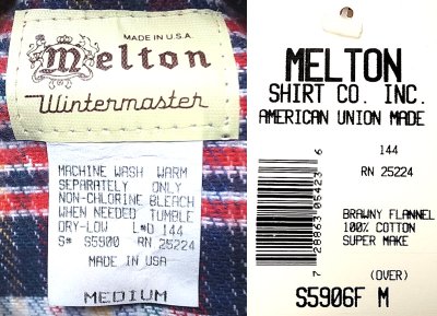 画像3: Deadstock 1990'S Melton Wintermaster メルトンフランネルシャツ S5906F USA製