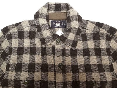 画像1: Double RL(RRL) Cashmere Wool Plaid CPO Shirts プラッドウール カシミア混ニット