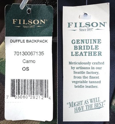 画像3: FILSON DUFFLE BACK PACK CAMO USA製 フィルソン ダッフル バックパック カモ