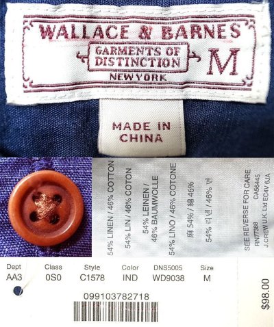画像3: WALLACE & BARNES by J.Crew Indigo Band Collar Shirts ウォレス＆バーンズ