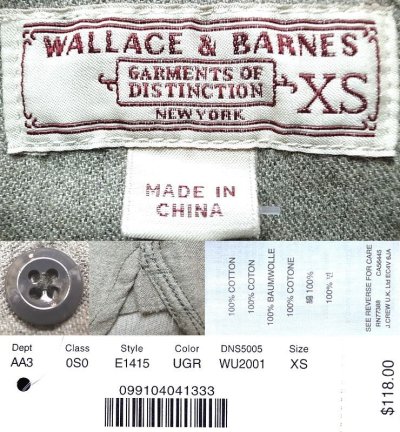画像3: WALLACE & BARNES Chin-Strap Work Shirts ウォレス&バーンズ ワーク シャツ