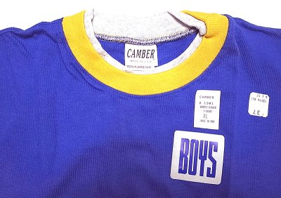 画像2: Deadstock 1990'S CAMBER MAX-WEIGHT Boys リンガーTシャツ 青 USA製 袋入