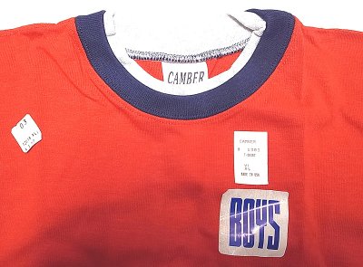 画像2: Deadstock 1990'S CAMBER MAX-WEIGHT Boys リンガーTシャツ 赤 USA製 袋入