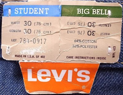 画像3: Deadstock 1979-81'S Levi's 784-0917 BIG BELL STUDENT オレンジ・タブ USA製 