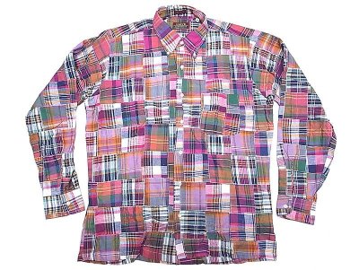 画像1: Deadstock 1990'S CLEVE Patch-Work Madras B.D. Shirts クリーヴ・シャツUSA製
