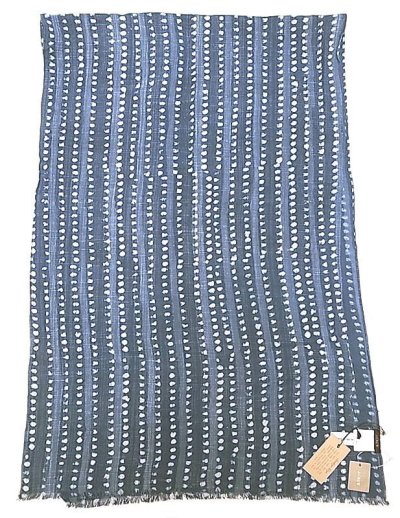 画像2: J.CREW Indigo Stole  ジェイ・クルー インディゴ（藍染） ドット抜染 大判ストール