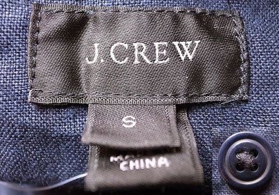 画像2: J.CREW Linen Navy P/O JK  ジェイ・クルー リネン（麻）スタンド・カラー JK 紺