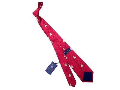 画像1: POLO Ralph Lauren Bear SILK TIE  ポロ・ベアー シルク ネクタイ イタリア製