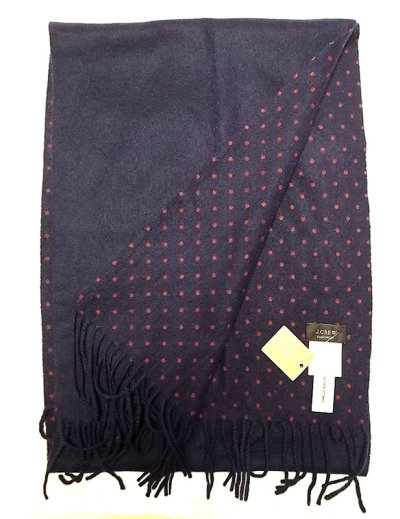 画像2: J.CREW Cashmere Stole Navy/Dot ジェイ・クルー カシミア 紺×ドット マフラー 