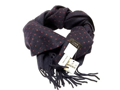 画像1: J.CREW Cashmere Stole Navy/Dot ジェイ・クルー カシミア 紺×ドット マフラー 