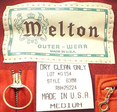 画像3: Deadstock 1990'S Melton Outer Wear メルトン Riders JK 赤ウール アメリカ製