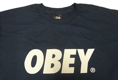 画像2: OBEY LOGO Print Tee Navy オベイ プリントTシャツ 紺 綿100% メキシコ製