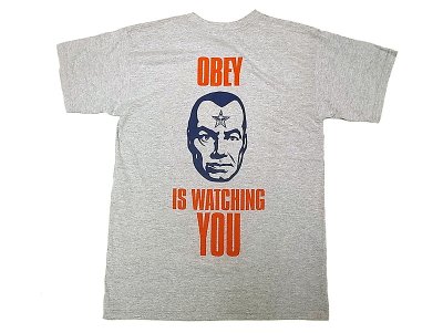 画像3: OBEY Print T "Obey is watching You"オベイ プリント Tシャツ 灰杢 メキシコ製