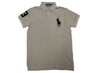 画像1: POLO RALPH LAUREN BIG PONY Polo Shirts custom fit 灰杢 ポロシャツ