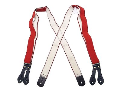 画像1: Filson Tab ‎Suspenders フィルソンタブ サスペンダー 本革×平ゴム 赤 アメリカ製