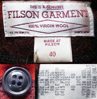 画像3: Filson Mackinaw Wool Vest RED/BLACK フィルソン マッキーノ ベスト 赤×黒 USA製
